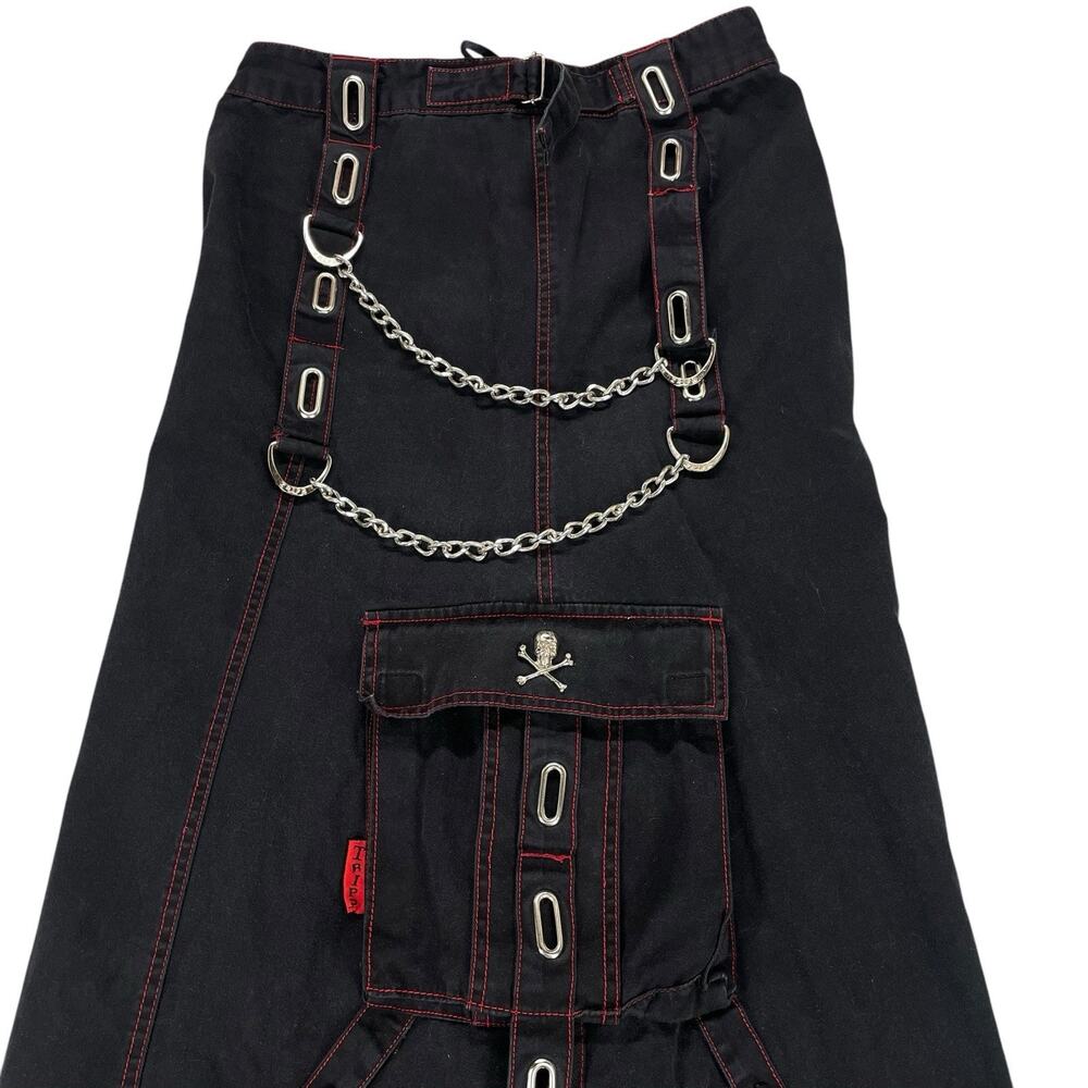 Y2K Tripp NYC Cargo Maxi Skirt Sz M Chains Studs Punk Grunge Mall Goth Utility - Picture 4 of 16